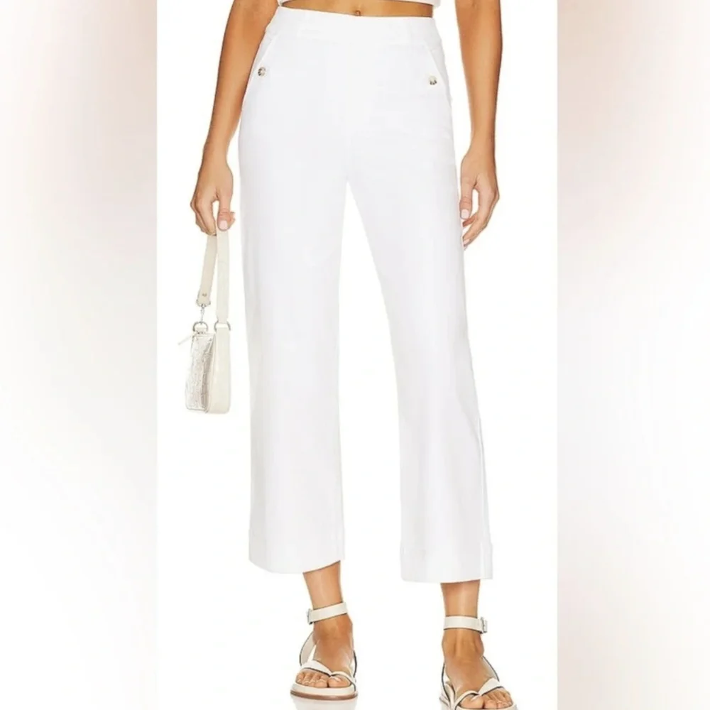 SPANX Twill Cropped Wide Leg Pant Bright White Size M - Picture 4 of 6